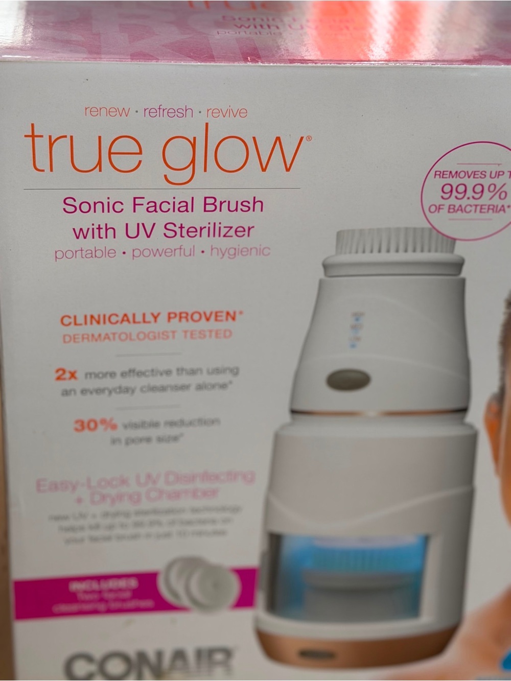 Sonic Facial Brush with UV Sterilizer - White